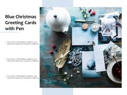 Blue christmas greeting cards with pen