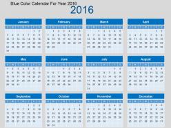 Blue color calendar for year 2016 flat powerpoint design