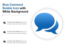 Blue comment bubble icon with white background