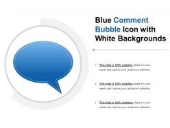 Blue comment bubble icon with white backgrounds