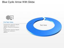 Blue cyclic arrow with globe powerpoint template slide