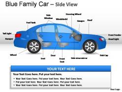 Blue family car side view powerpoint presentation slides
