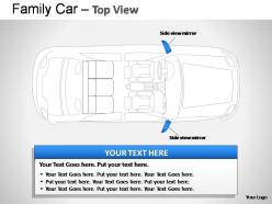 Blue family car top view powerpoint presentation slides