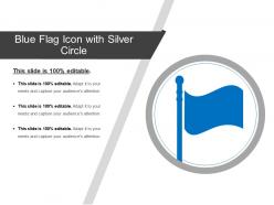 Blue flag icon with silver circle