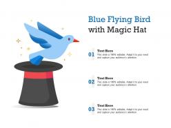 Blue flying bird with magic hat