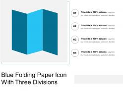 Blue folding paper icon with three divisions