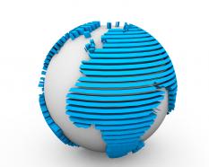 Blue globe on white background graphic stock photo