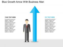 Blue growth arrow with business man flat powerpoint design