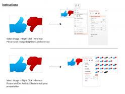 Blue like and red dislike symbols for social media