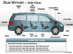 Blue minivan side view powerpoint presentation slides