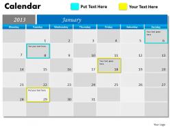 Blue monthly calendar 2013 powerpoint slides ppt templates