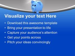 Blue piggy bank savings powerpoint templates ppt themes and graphics 0313
