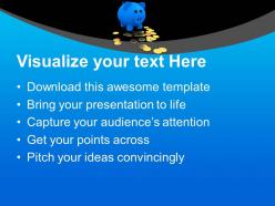 Blue piggy bank with gold coins powerpoint templates ppt themes and graphics 0213