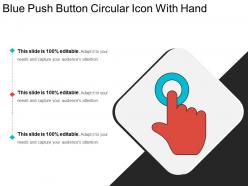 Blue push button circular icon with hand