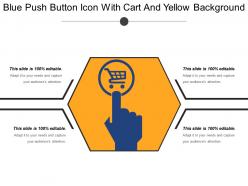 Blue push button icon with cart and yellow background