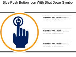 Blue push button icon with shut down symbol