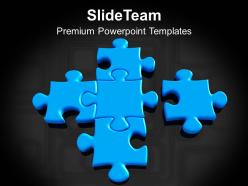Blue puzzles making solution teamwork powerpoint templates ppt themes and graphics 0213