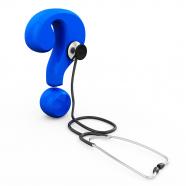 Blue question mark with stethoscope stock photo