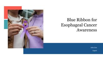Blue Ribbon For Esophageal Cancer Awareness PPT Slides AT