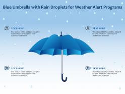 Blue umbrella with rain droplets for weather alert programs