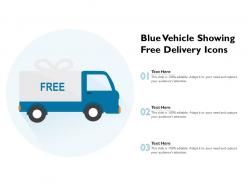 Blue vehicle showing free delivery icons