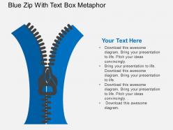 Blue zip with text box metaphor flat powerpoint design