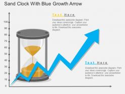 Bm sand clock with blue growth arrow flat powerpoint design