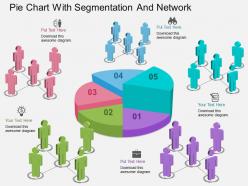 Bn pie chart with segmentation and network powerpoint template