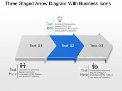 Bn three staged arrow diagram with business icons powerpoint template