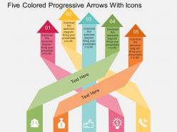 Bo five colored progressive arrows with icons flat powerpoint design