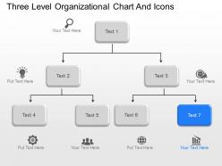 Bo three level organizational chart and icons powerpoint template
