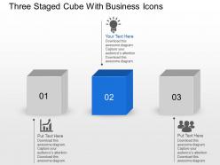 Bo three staged cube with business icons powerpoint template