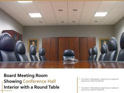 Board meeting room showing conference hall interior with a round table