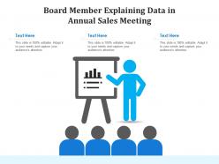 Board member explaining data in annual sales meeting