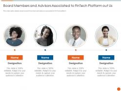 Board members and advisors associated to fintech platform out us ppt pictures clipart