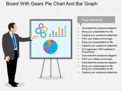 Board with gears pie chart and bar graph flat powerpoint design