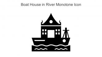 Boat House In River Monotone Icon In Powerpoint Pptx Png And Editable Eps Format