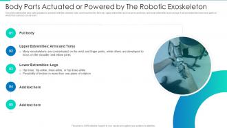 Body Parts Actuated Or Powered By The Robotic Exoskeleton Robotic Exoskeletons IT Ppt Tips