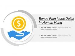 Bonus plan icons dollar in human hand