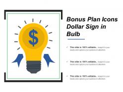 Bonus plan icons dollar sign in bulb