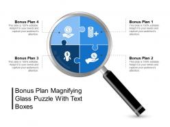 Bonus plan magnifying glass puzzle with text boxes