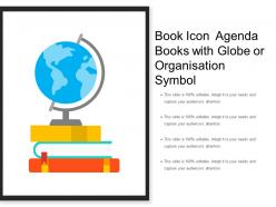 Book icon agenda books with globe or organisation symbol