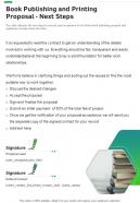 Book Publishing And Printing Proposal Next Steps One Pager Sample Example Document