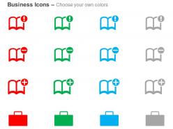 Book setting add delete briefcase ppt icons graphics
