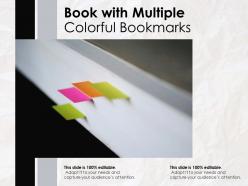 Book with multiple colorful bookmarks