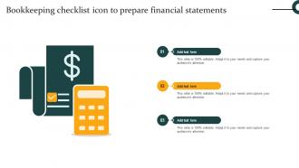 Bookkeeping Checklist Icon To Prepare Financial Statements