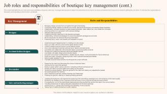 Boutique Industry Job Roles And Responsibilities Of Boutique Key Management BP SS Impactful Content Ready