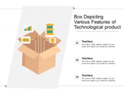 Box depicting various features of technological product