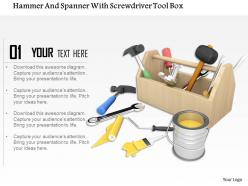 Box with repair tools and bucket of paint