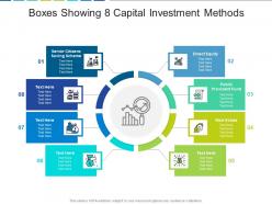 Boxes showing 8 capital investment methods
